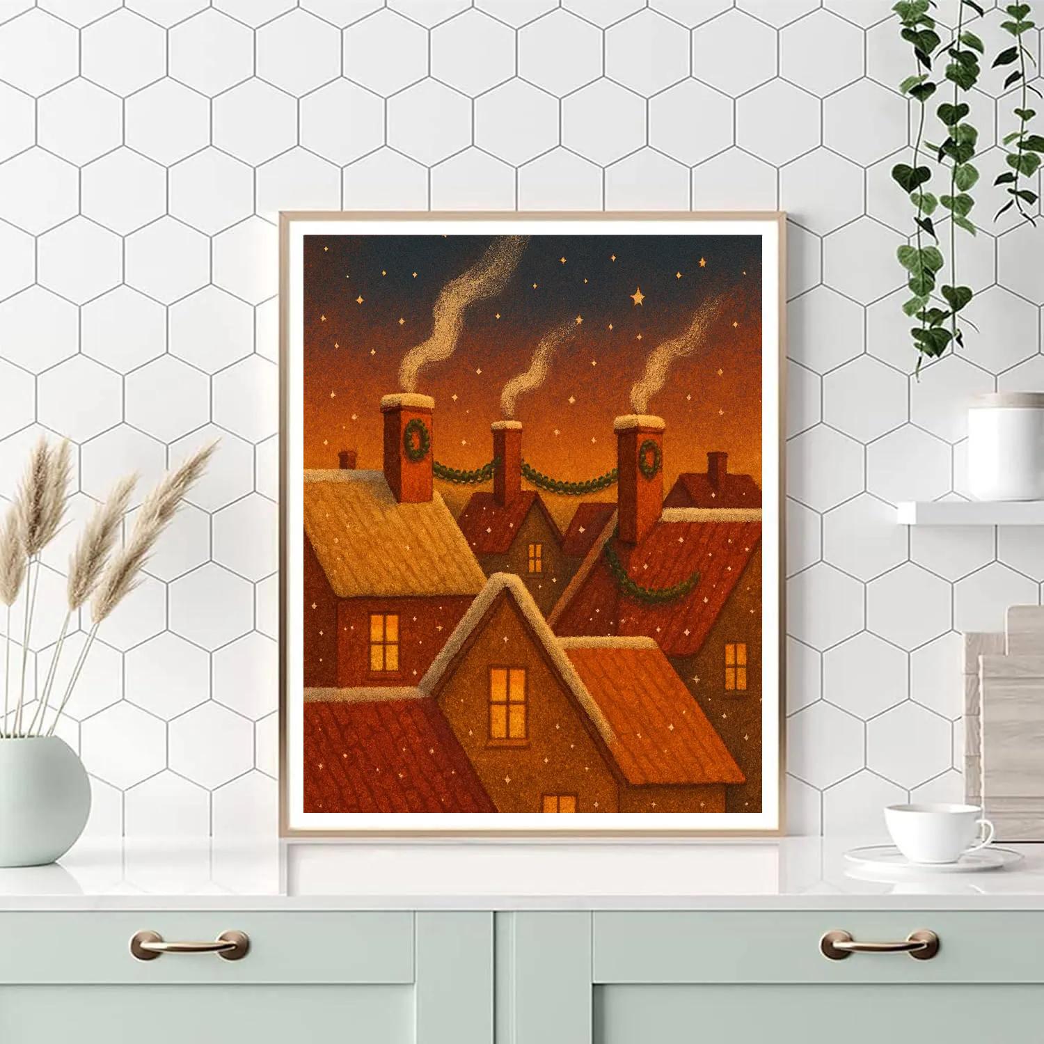 Cedar And Cinnamon Roofline Twilight Numbered painting kits