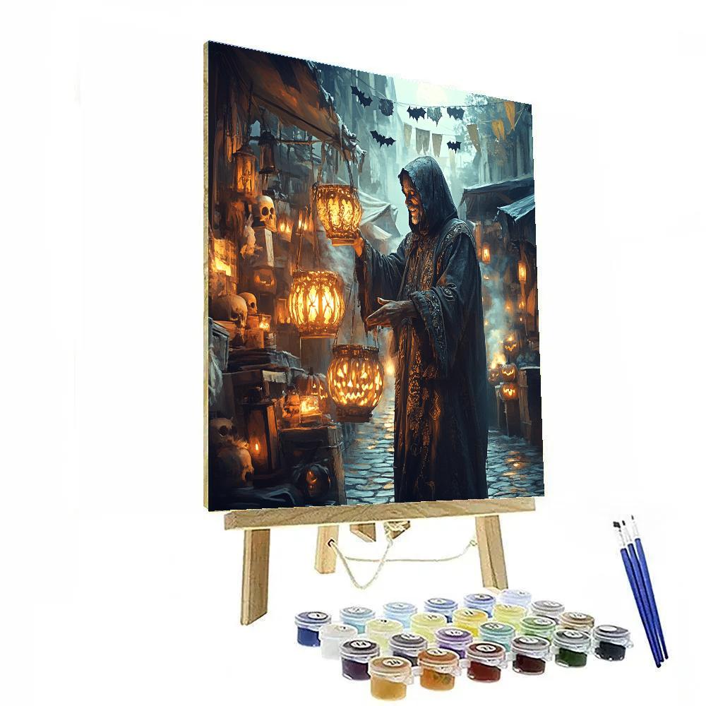 Haunted Night Market Lanterns Number painting