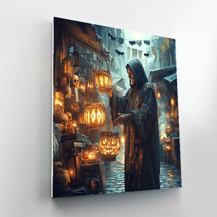 Haunted Night Market Lanterns Number painting