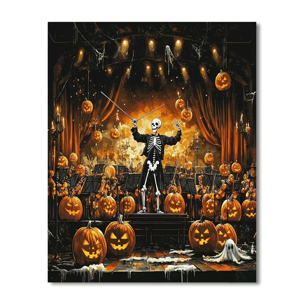 Spooky Symphony Of The Pumpkin Orchestra Paint by numbers art