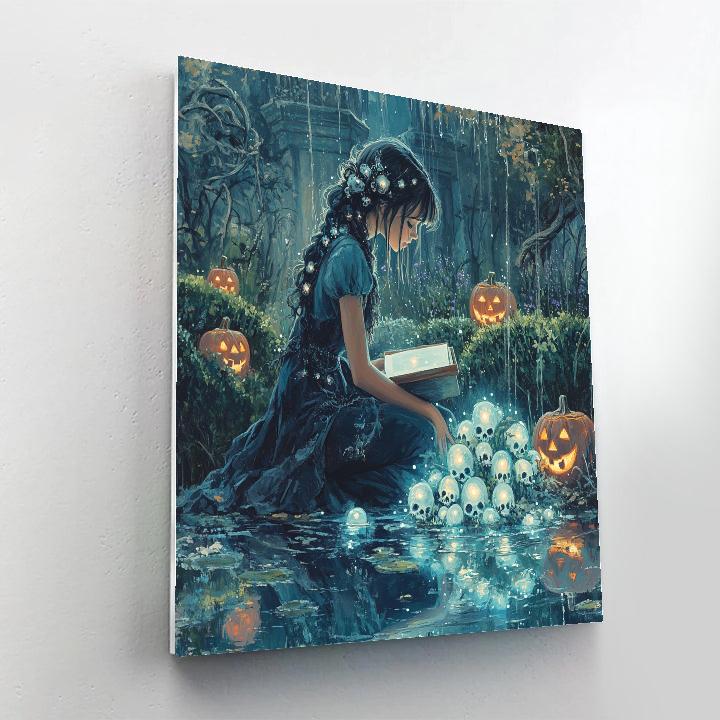 Midnight Witch In Haunted Garden Painting by numbers kit