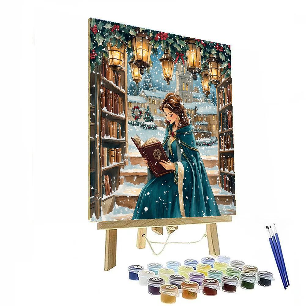 Belle Under Holiday Library Lights Paint by numbers kits
