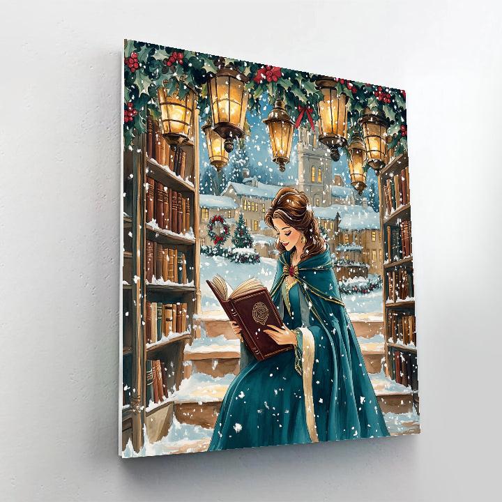 Belle Under Holiday Library Lights Paint by numbers kits