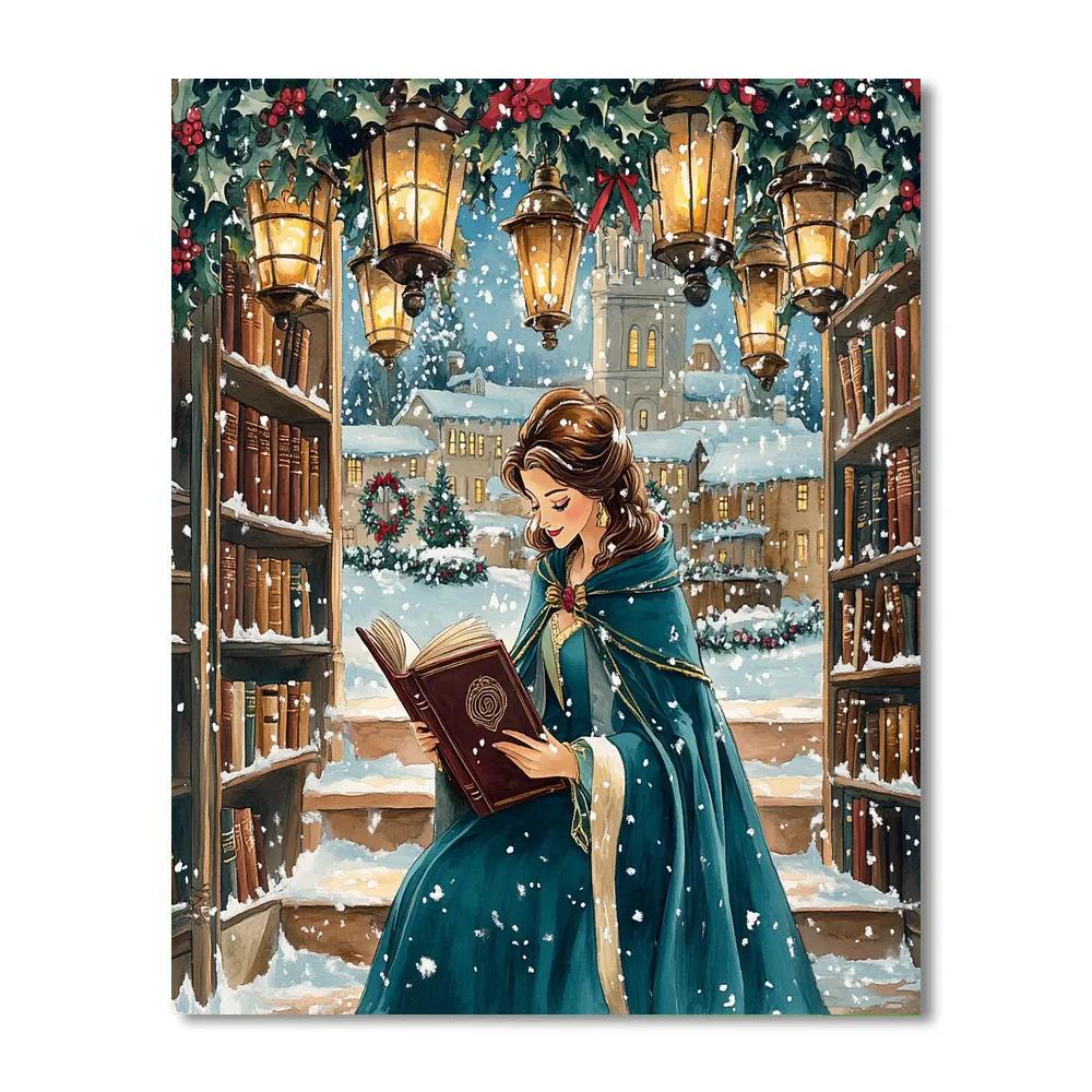 Belle Under Holiday Library Lights Paint by numbers kits