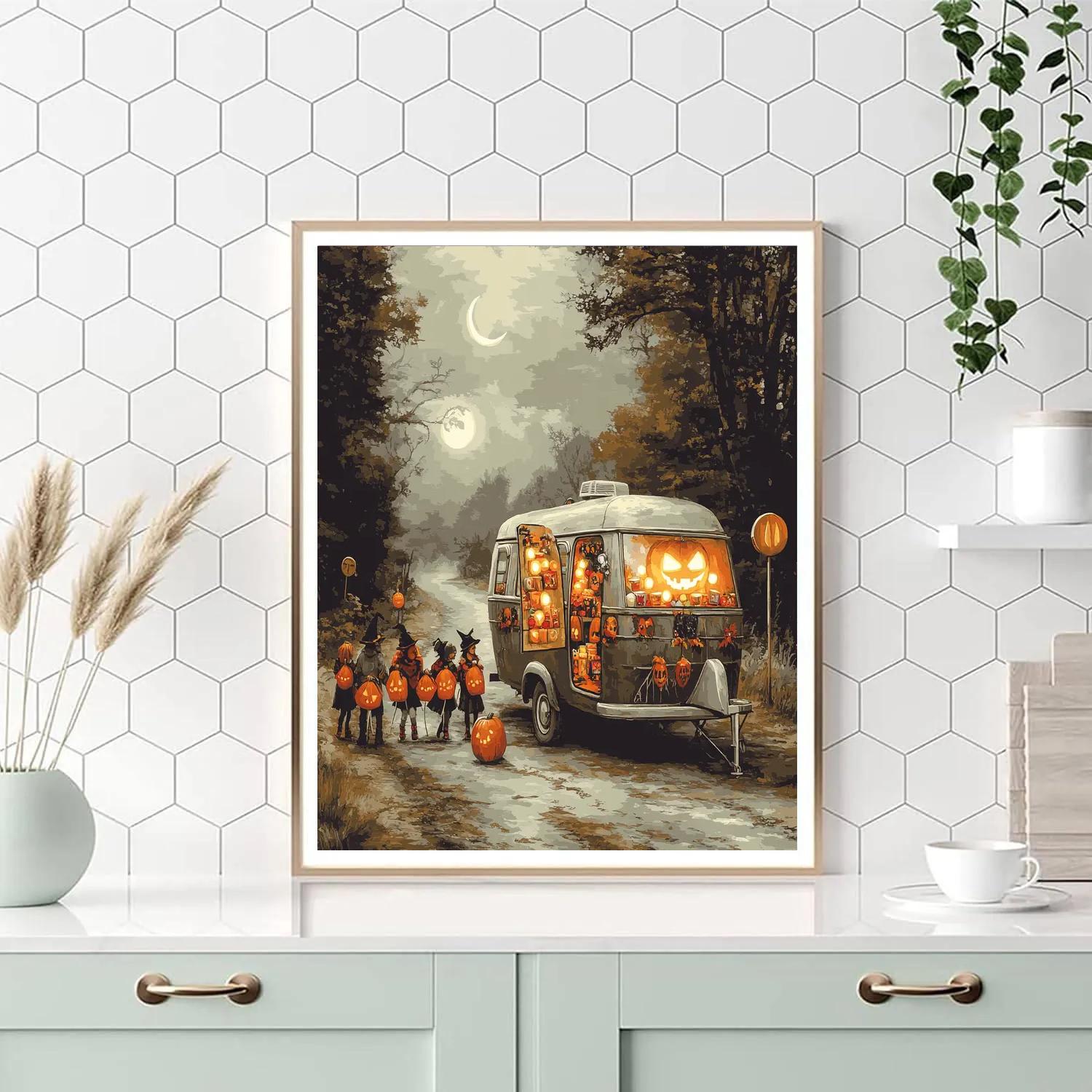 Trick Or Treat Caravan Halloween Edition Paint by numbers art