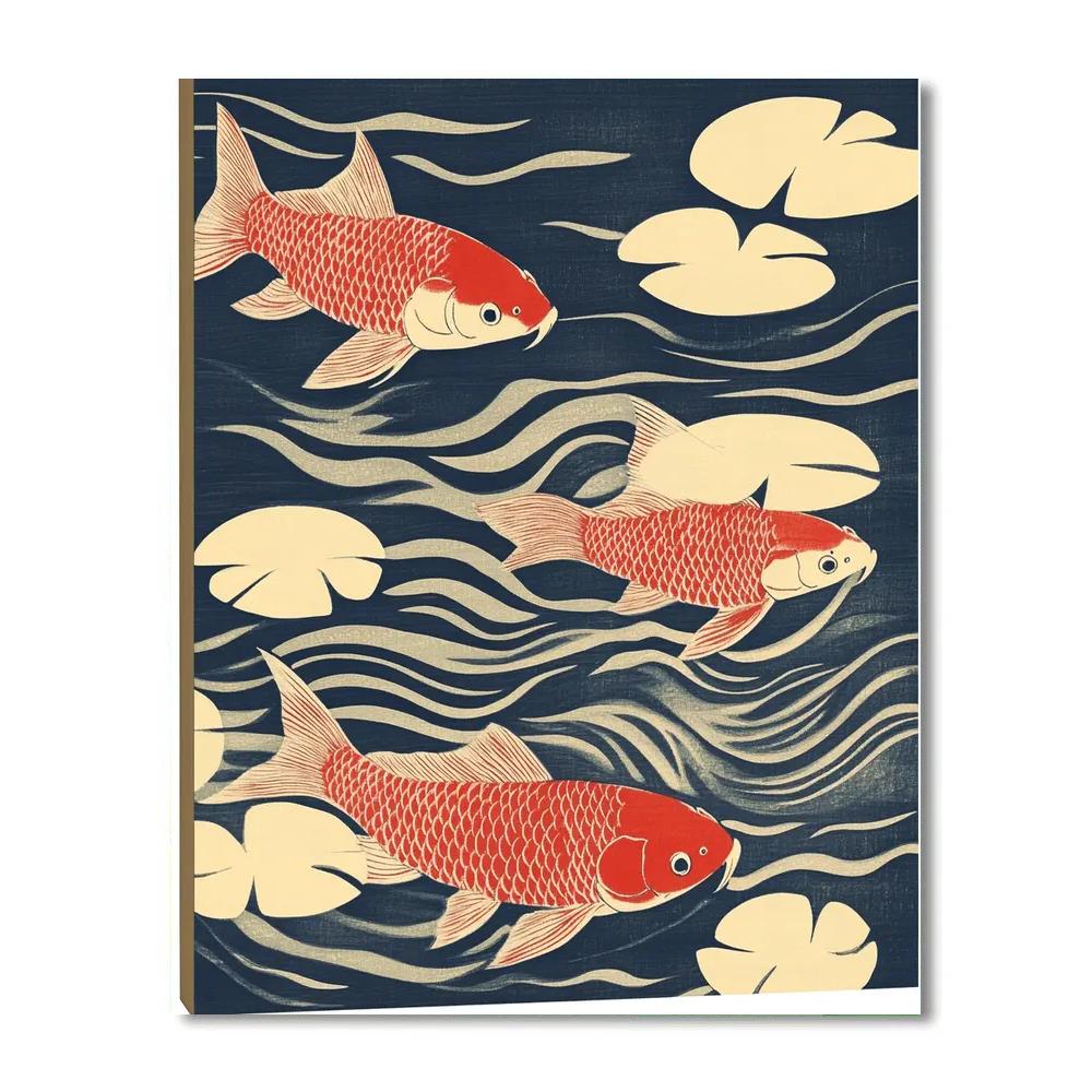 Hokusai Inspired Crimson Carp Pond Painting by numbers kit