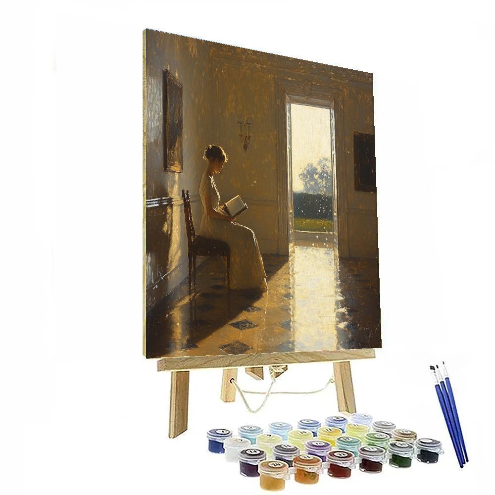 Vermeer Inspired Sunlit Library Interior paint by color