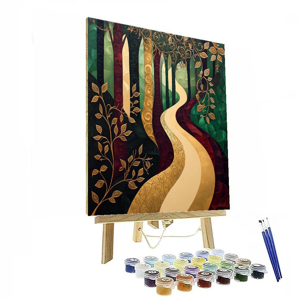 Gustav Klimt Inspired Ethereal Forest Harmony painting number kit