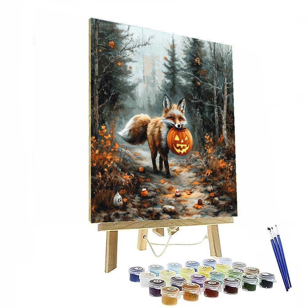Lantern Fox On Halloween Trail Paint by numbers art