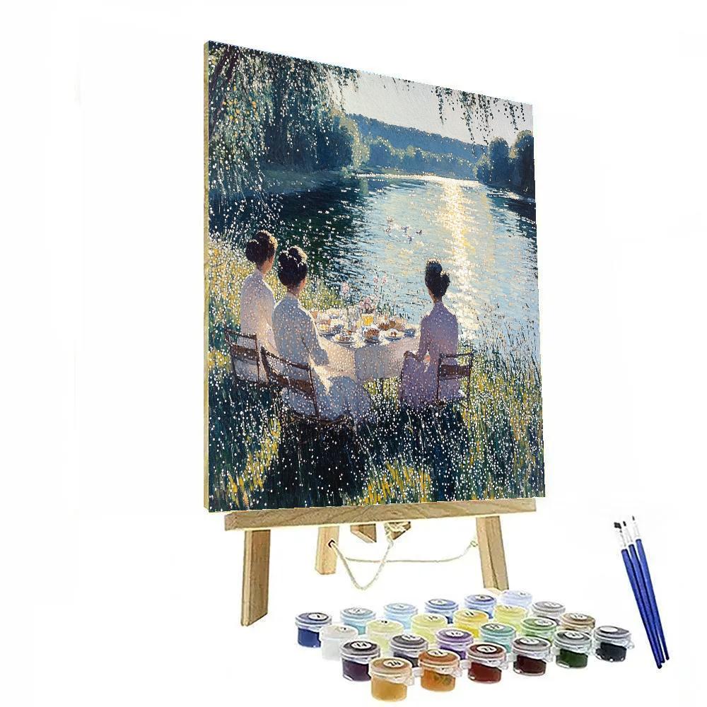 Seurat Inspired Riverbank Pointillist Picnic Paint by numbers kits