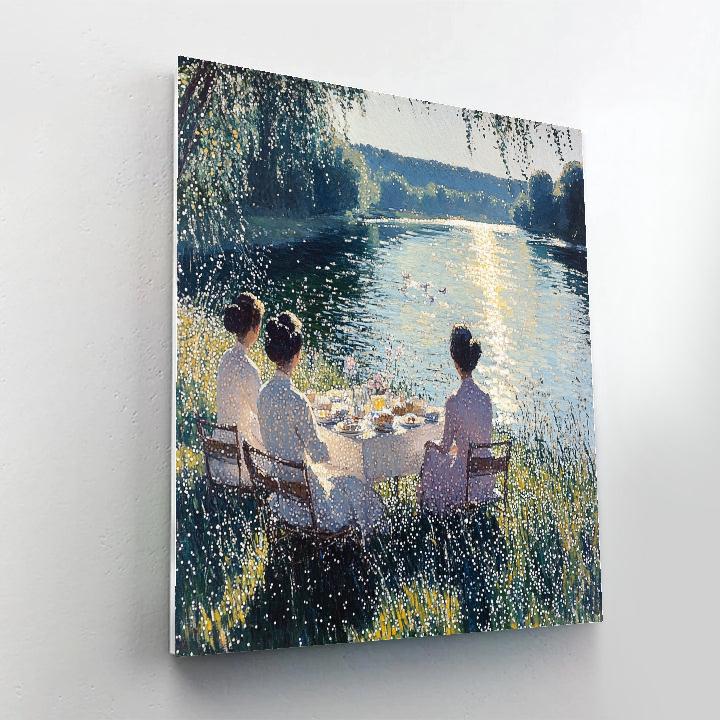 Seurat Inspired Riverbank Pointillist Picnic Paint by numbers kits