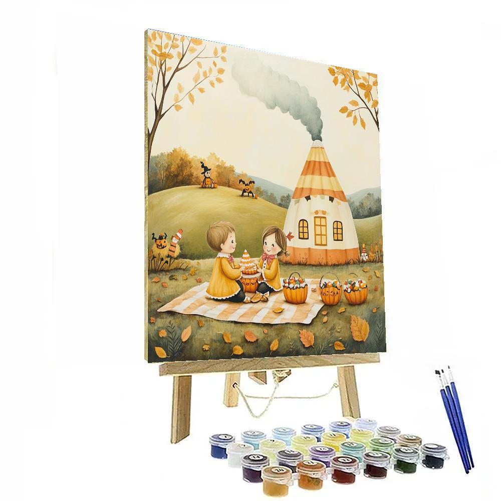 Candy Corn Cottage Picnic Numbered painting kits