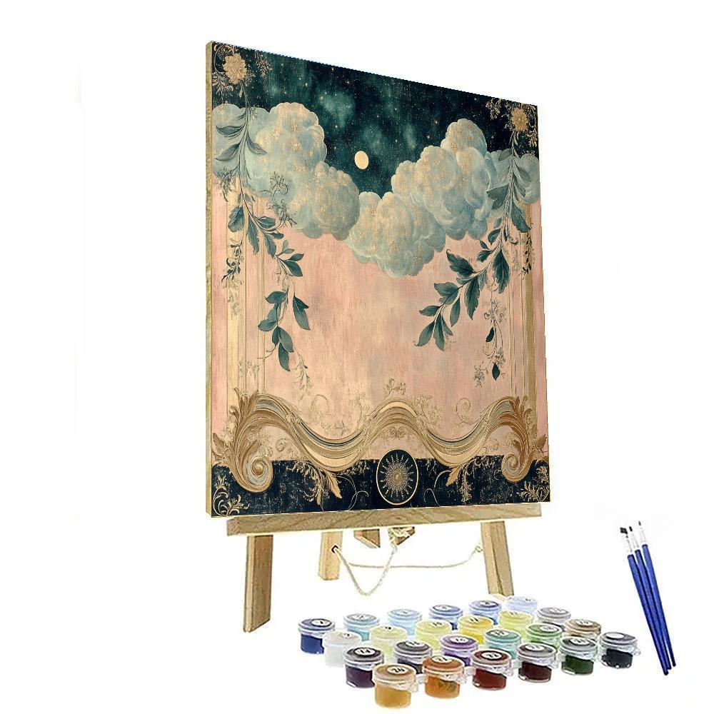 Alphonse Mucha Inspired Nebula Floral Symphony Number painting