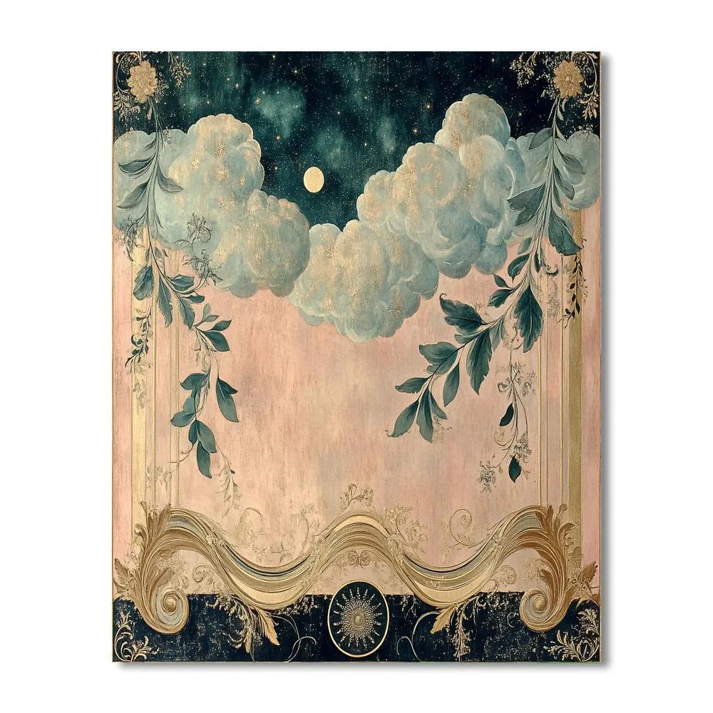 Alphonse Mucha Inspired Nebula Floral Symphony Number painting