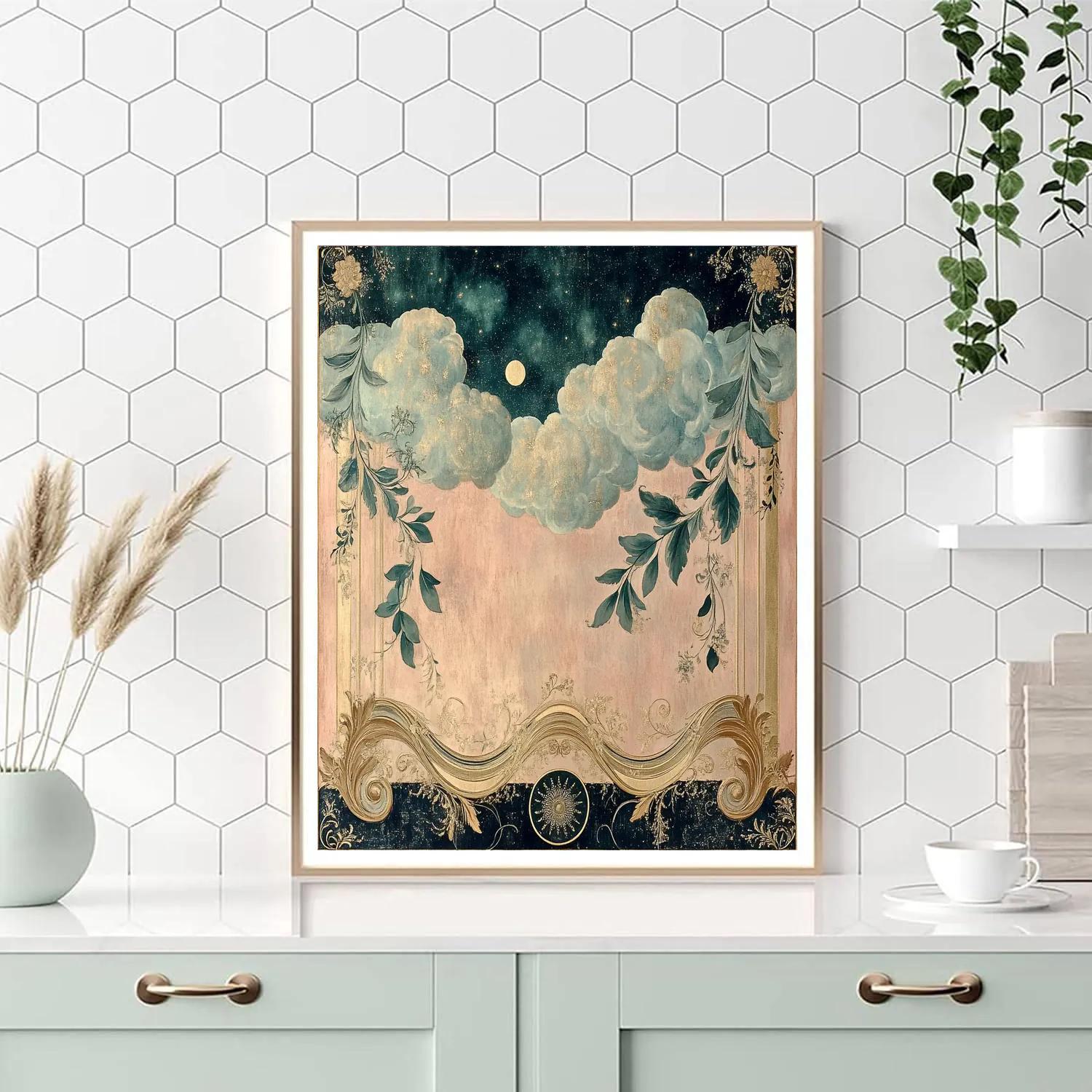 Alphonse Mucha Inspired Nebula Floral Symphony Number painting