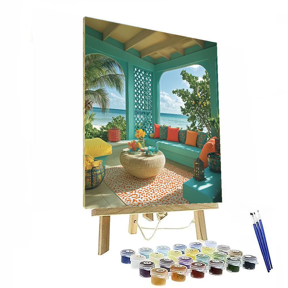 Matisse Inspired Coastal Holiday Window paint by color