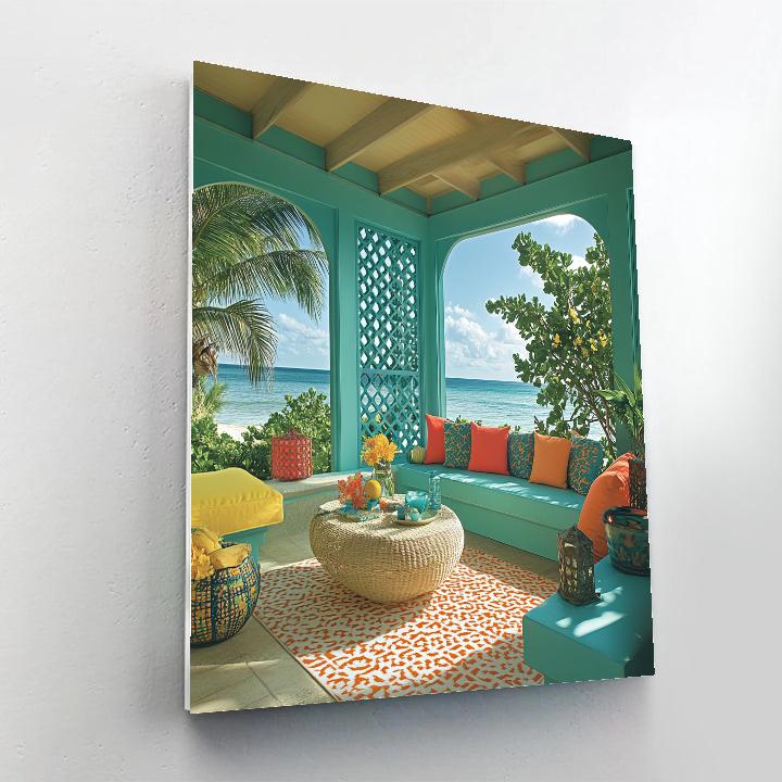 Matisse Inspired Coastal Holiday Window paint by color