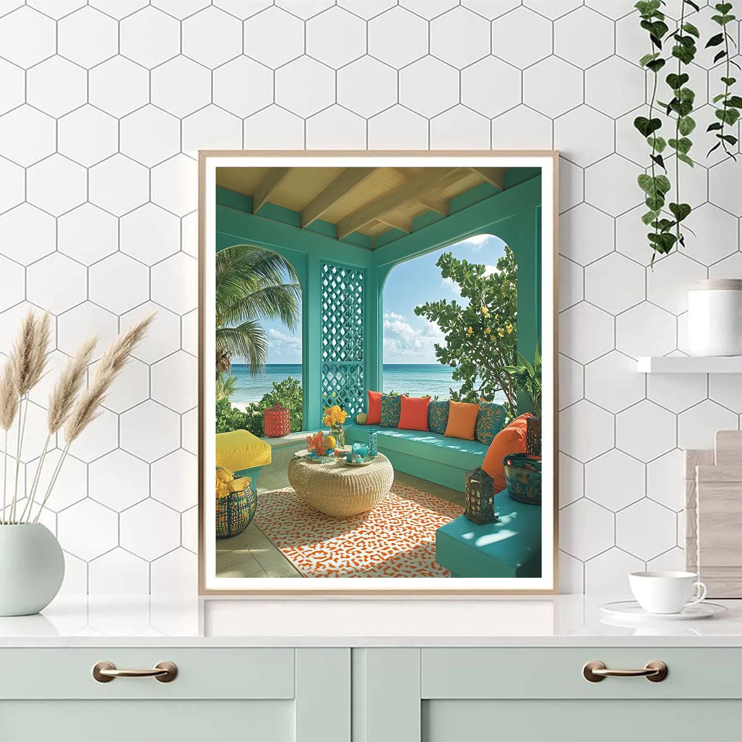 Matisse Inspired Coastal Holiday Window paint by color