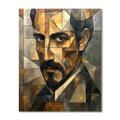 Picasso Inspired Abstract Portrait paint by color