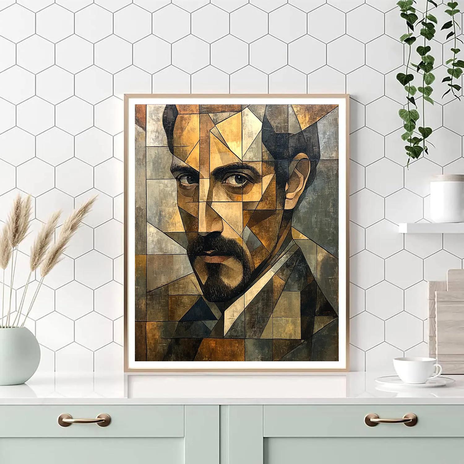 Picasso Inspired Abstract Portrait paint by color