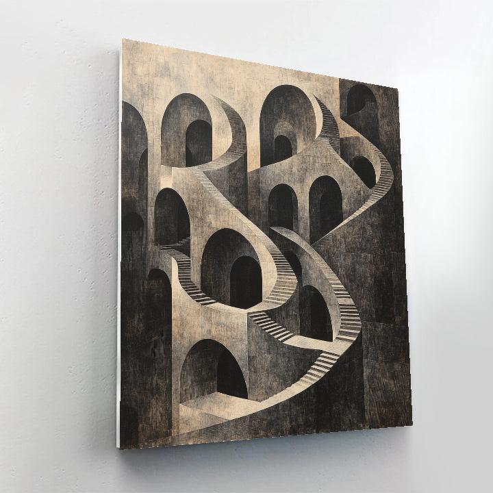 M.C. Escher Inspired Paradox Loop Architecture Painting by numbers kit