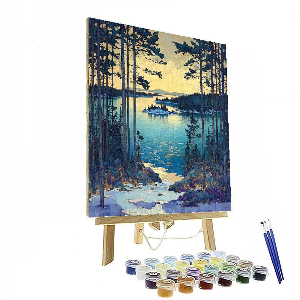 A.Y. Jackson Inspired Through Conifer Frames Northern Lake Numbered painting kits