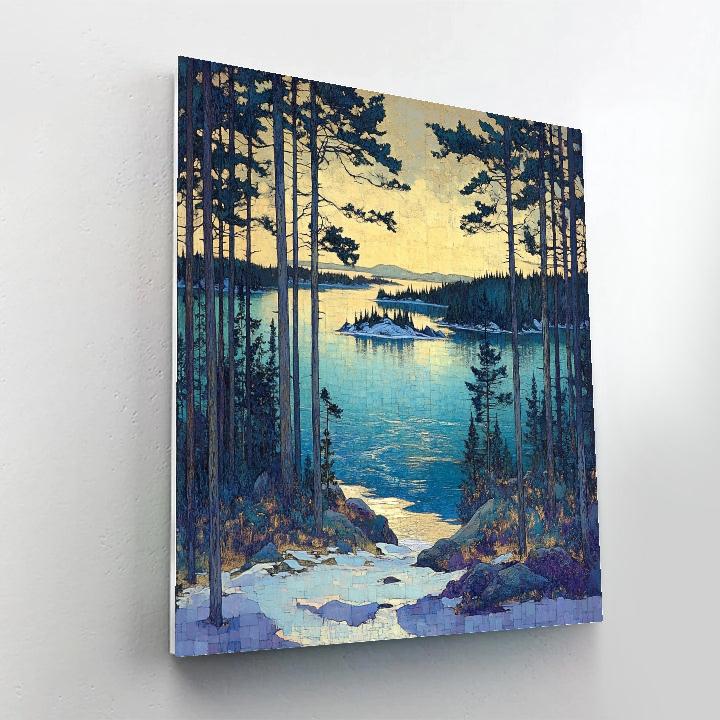 A.Y. Jackson Inspired Through Conifer Frames Northern Lake Numbered painting kits