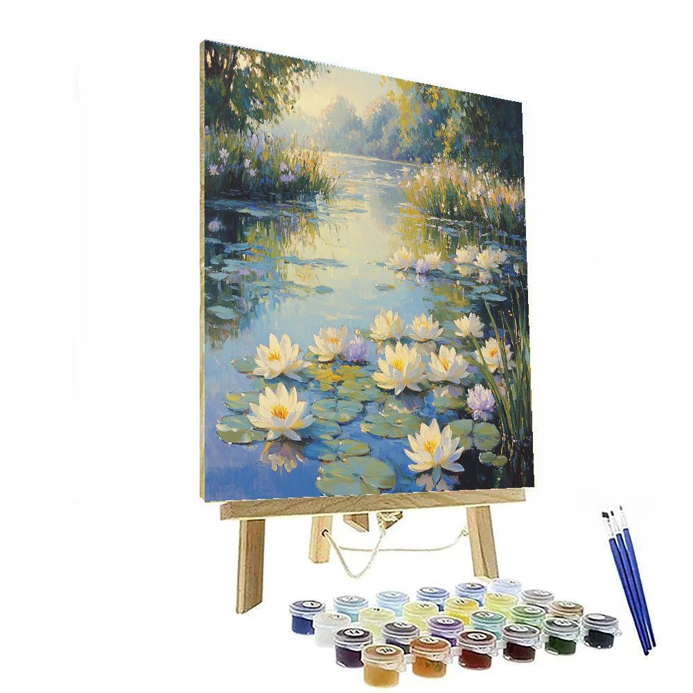 Claude Monet Inspired Early Morning Lily Pond Glow paint by number