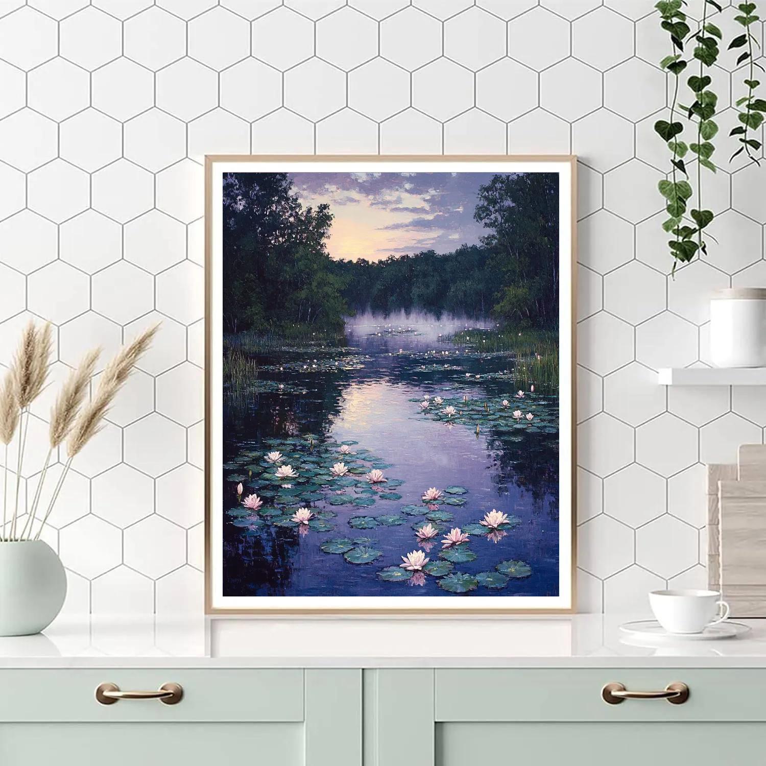 Claude Monet Inspired Twilight Lily Pond Numbered painting kits