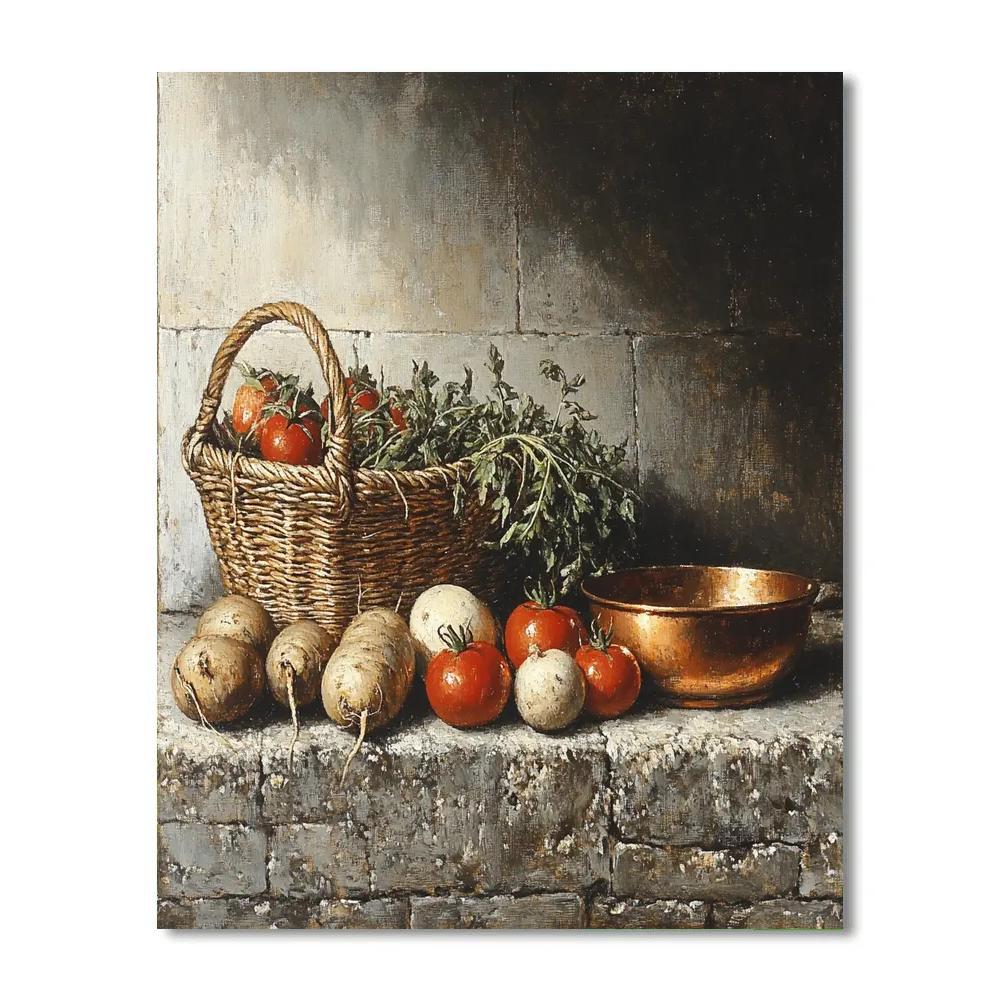Diego Velázquez Inspired Market Vegetables Still Life paint by numbers