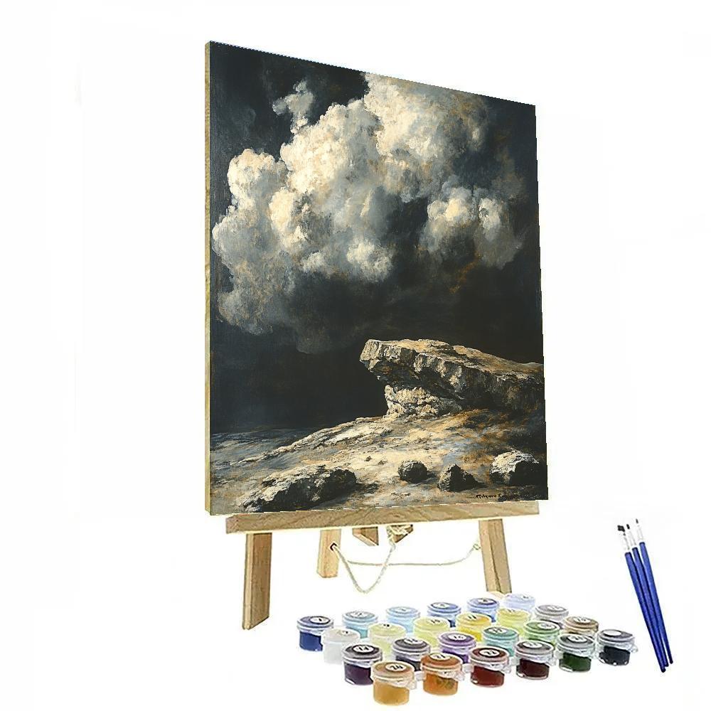 Francisco Goya Inspired Veiled Storm Over Rocky Bluff paint by color