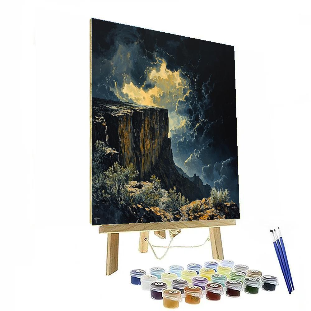 Francisco Goya Inspired Shrouded Cliffside Beneath Ominous Sky Number painting