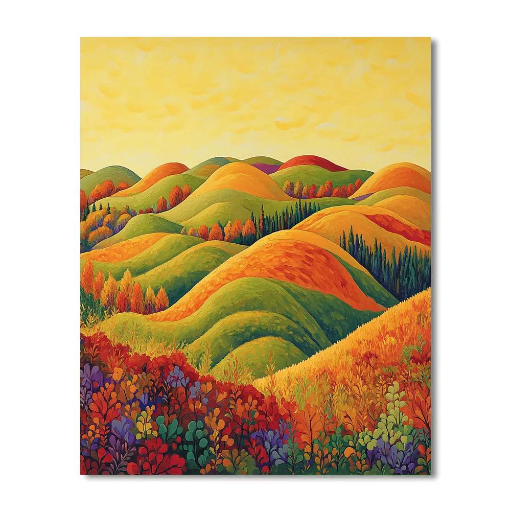 Frederick Varley Inspired Windswept Hills In Vibrant Autumn Glow DIY paint by numbers
