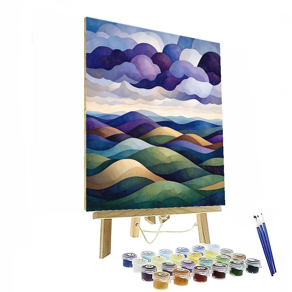 J. E. H. MacDonald Inspired Decorative Cloudscape Over Rolling Northern Hills Number painting