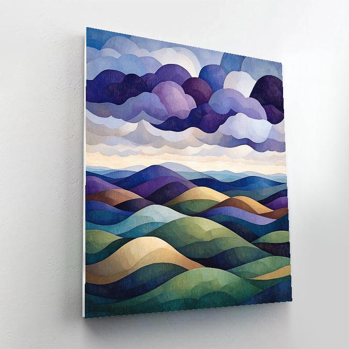 J. E. H. MacDonald Inspired Decorative Cloudscape Over Rolling Northern Hills Number painting