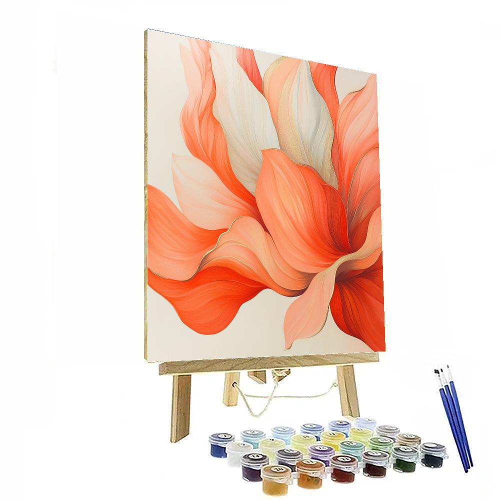 Georgia O’Keeffe Inspired Petal Wave In Coral And Gold Painting by numbers kit