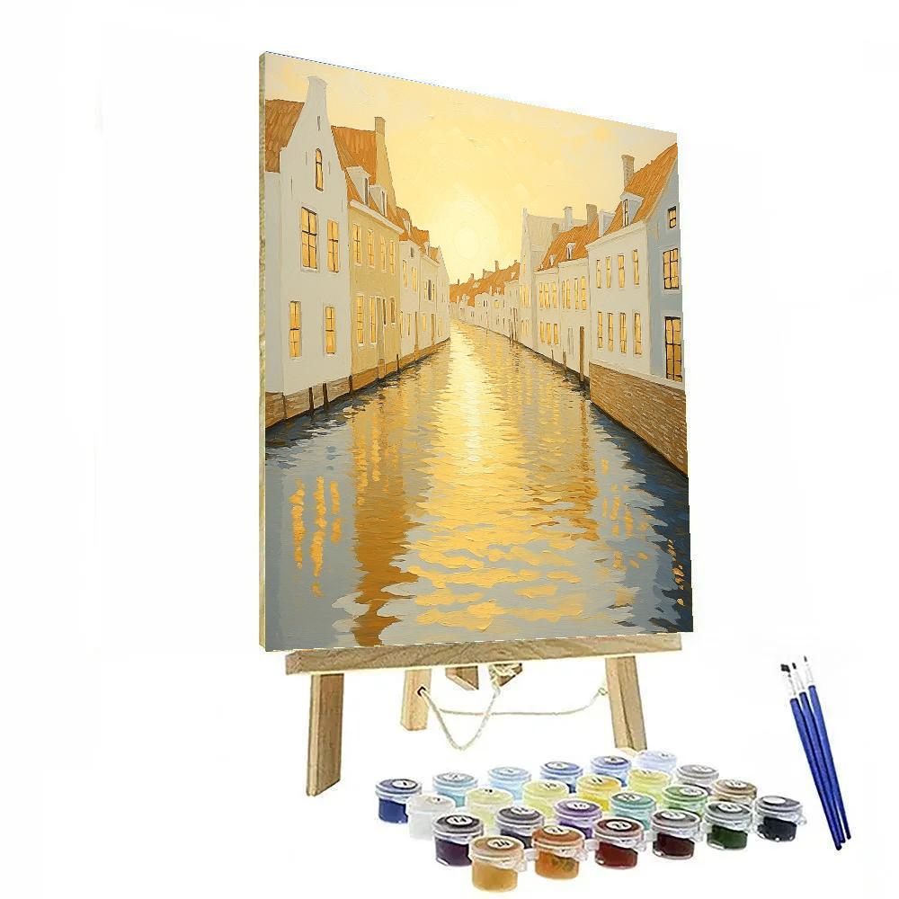 Johannes Vermeer Inspired Sunlit Delft Canal Reflection DIY paint by numbers