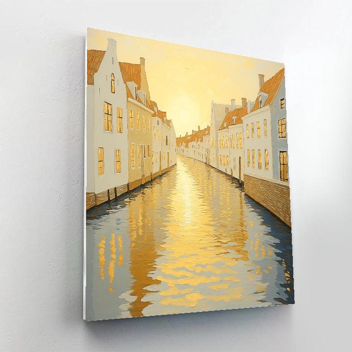 Johannes Vermeer Inspired Sunlit Delft Canal Reflection DIY paint by numbers