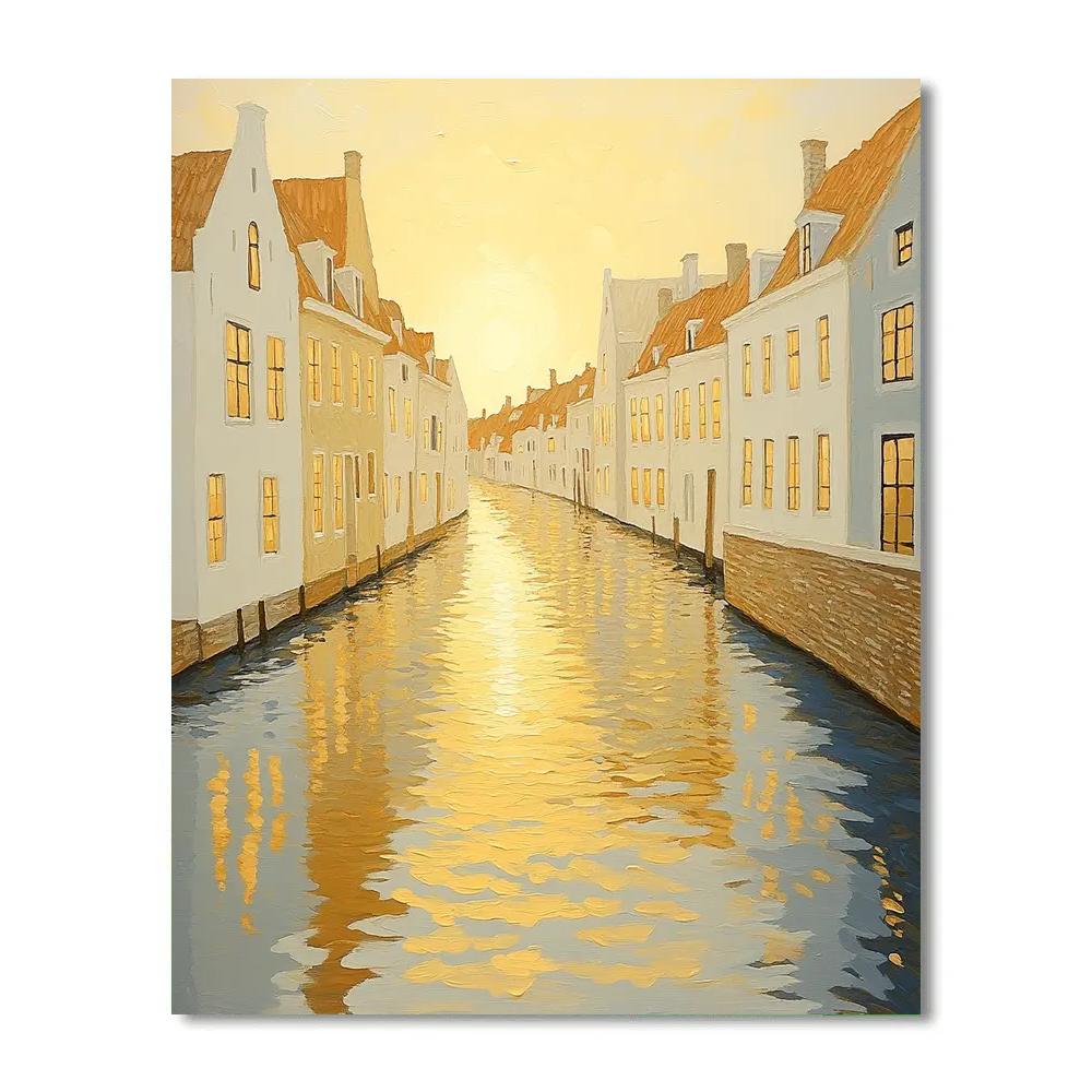 Johannes Vermeer Inspired Sunlit Delft Canal Reflection DIY paint by numbers