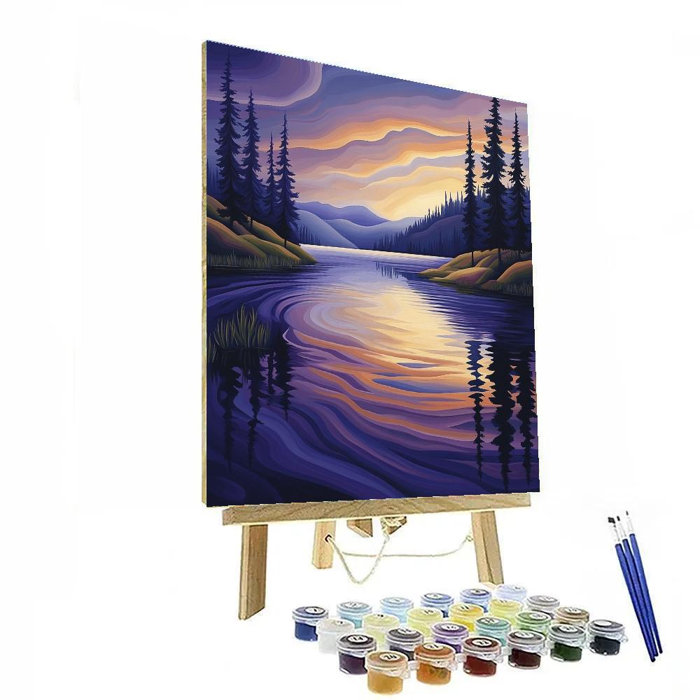 Radiant Lawren Harris Inspired Northern Lake Reflection Paint by numbers art