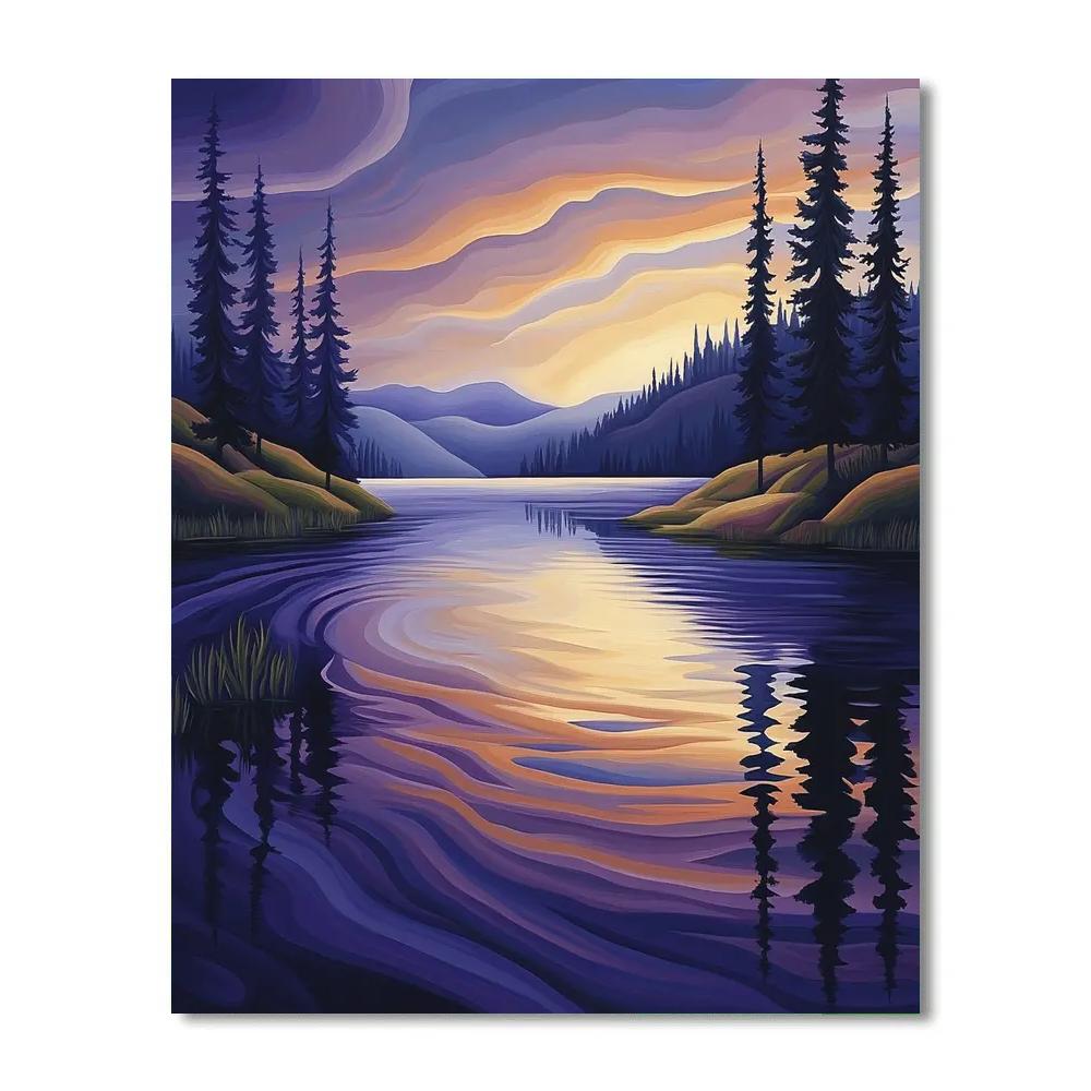 Radiant Lawren Harris Inspired Northern Lake Reflection Paint by numbers art