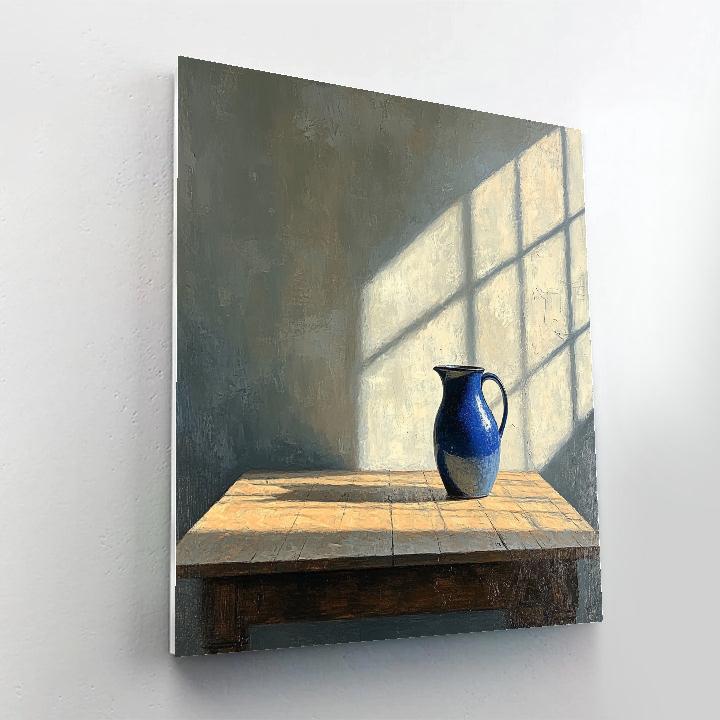 Johannes Vermeer Inspired Interior Table With Blue Delft Jug Paint by numbers art