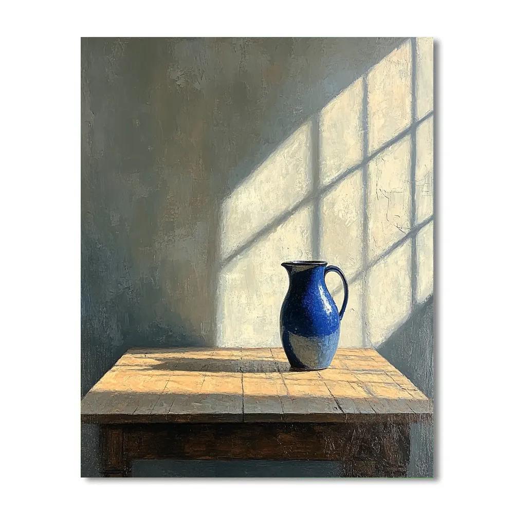 Johannes Vermeer Inspired Interior Table With Blue Delft Jug Paint by numbers art