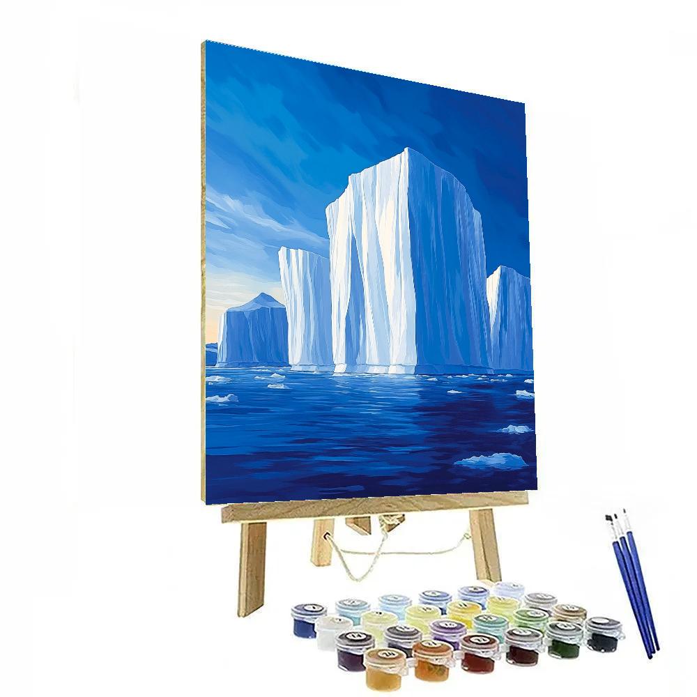 Lawren Harris Inspired Stark Icebergs Under Cerulean Sky painting number kit