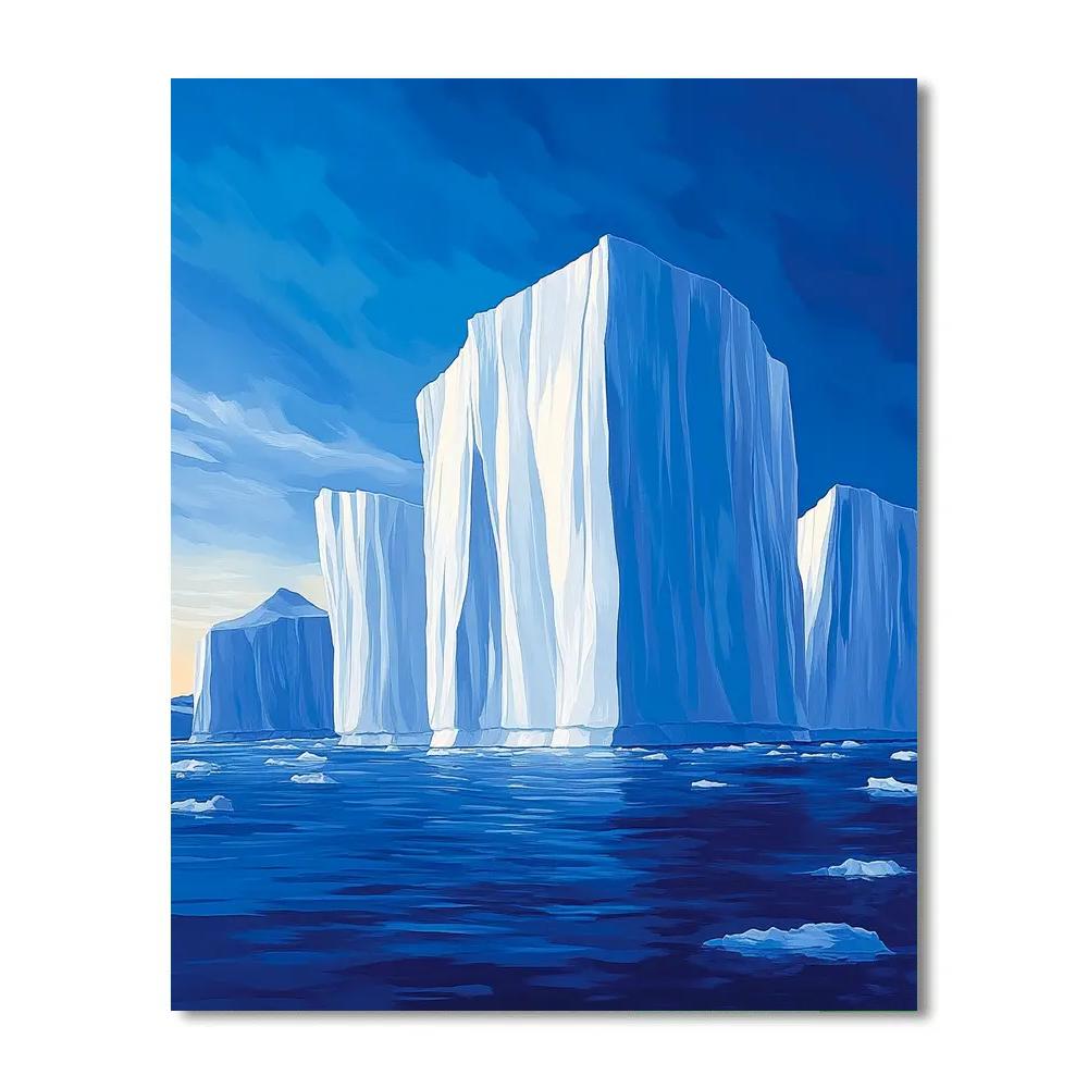 Lawren Harris Inspired Stark Icebergs Under Cerulean Sky painting number kit
