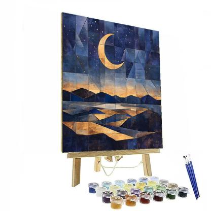 Pablo Picasso Inspired Cubist Nocturnal Landscape painting number kit