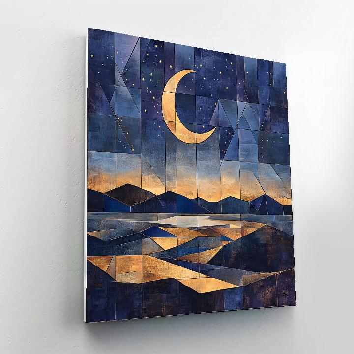 Pablo Picasso Inspired Cubist Nocturnal Landscape painting number kit