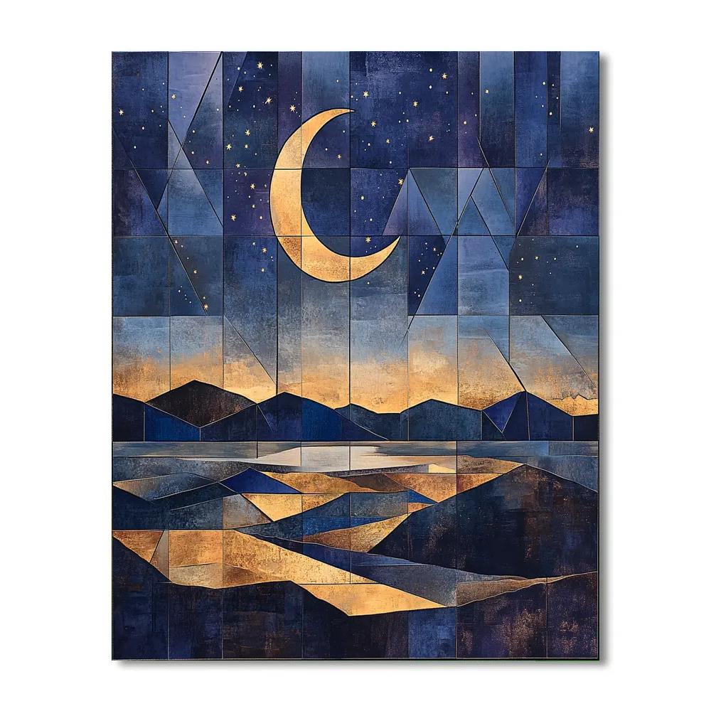 Pablo Picasso Inspired Cubist Nocturnal Landscape painting number kit