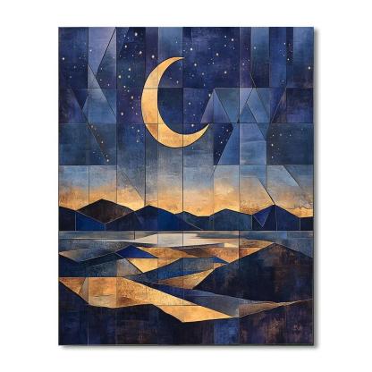 Pablo Picasso Inspired Cubist Nocturnal Landscape painting number kit