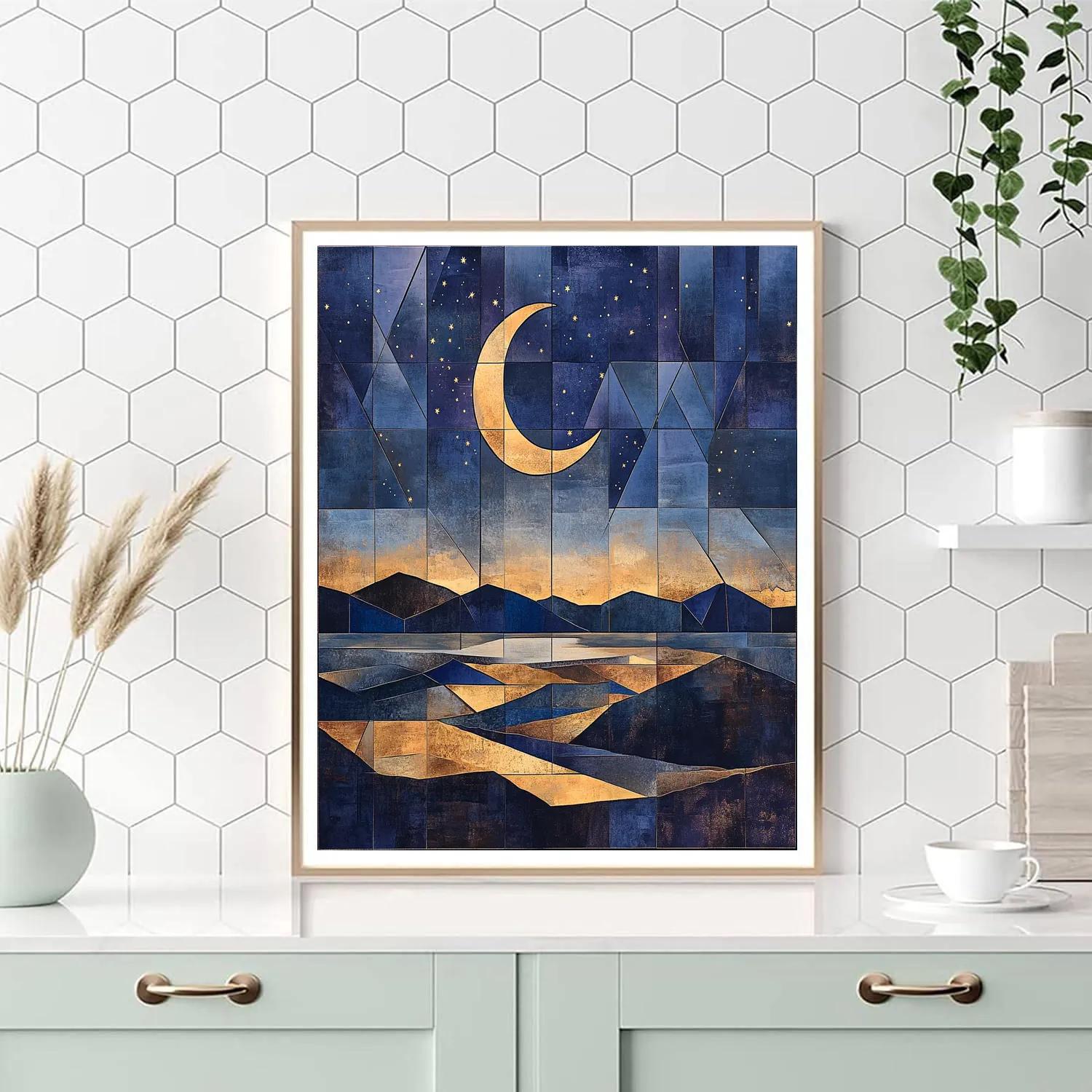 Pablo Picasso Inspired Cubist Nocturnal Landscape painting number kit